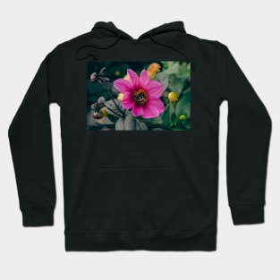 Cute bumblebee on a pink flower Hoodie